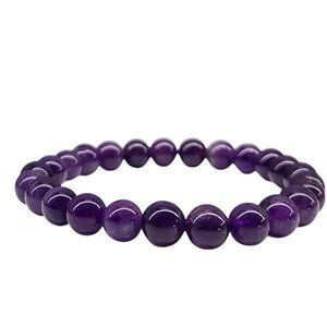 8mm Deep Purple Amethyst Bracelet | Natural Crystal Stretch Bracelet